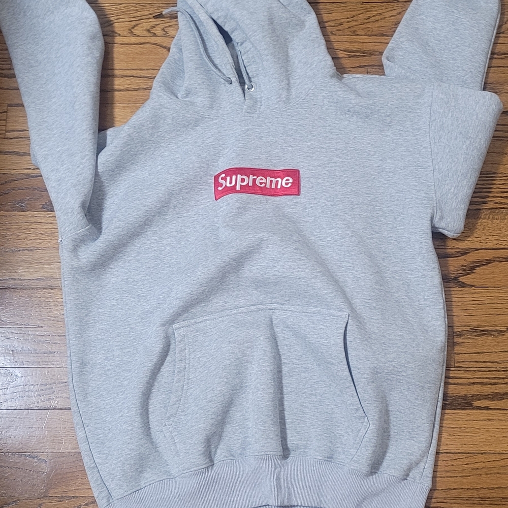 Light Gray Hoodie with Red Logo